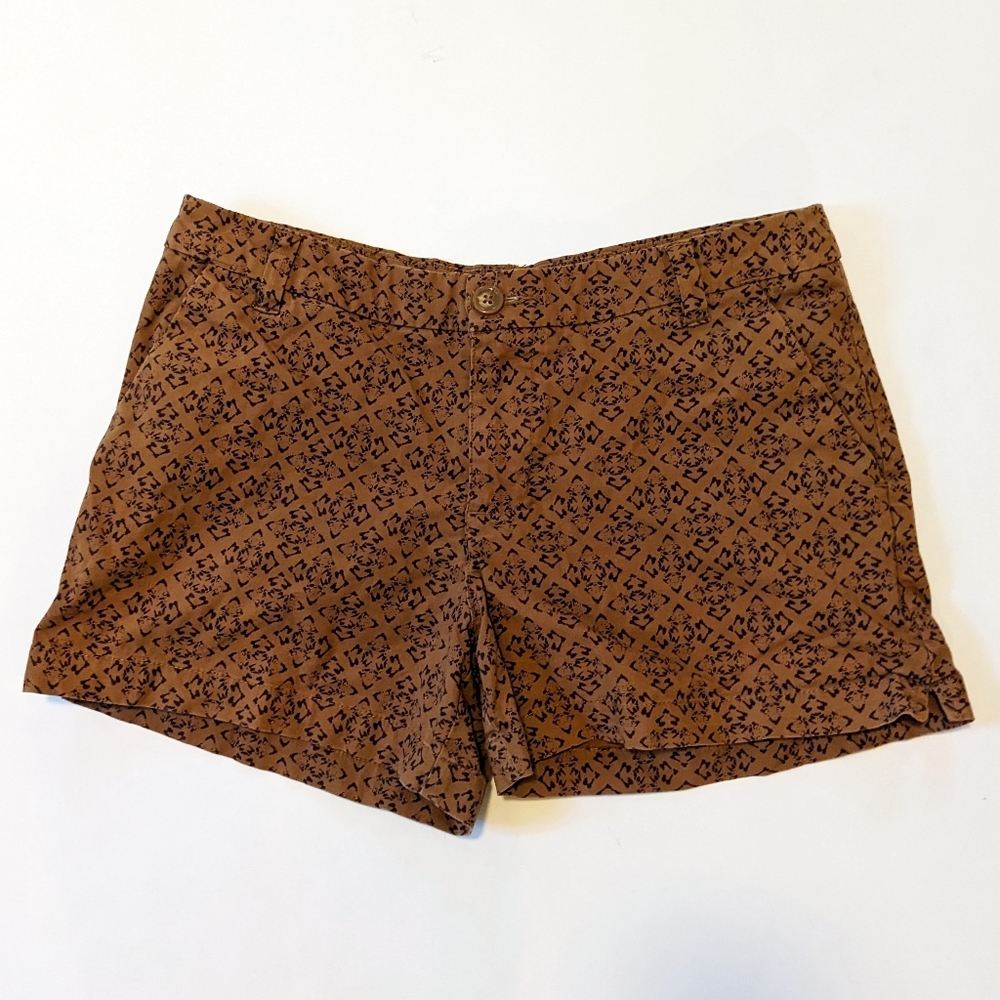 Patagonia Tan Cotton Shorts Brown Geometric Print